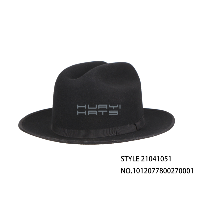 Black Wool Felt Fedora Hats 
