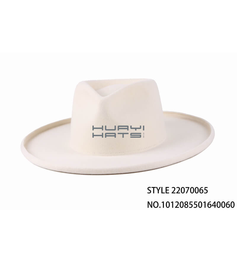 Custom Fashion Felt Fedora Hat With Pencil Brim
