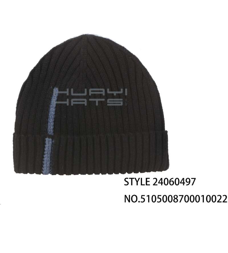 Fashion Black Embroidered Warm Beanie Hat