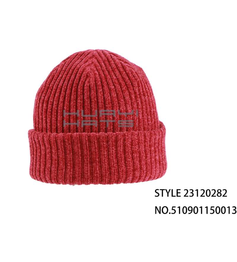 Outdoor Warm Red Cuffed Beanie Hat