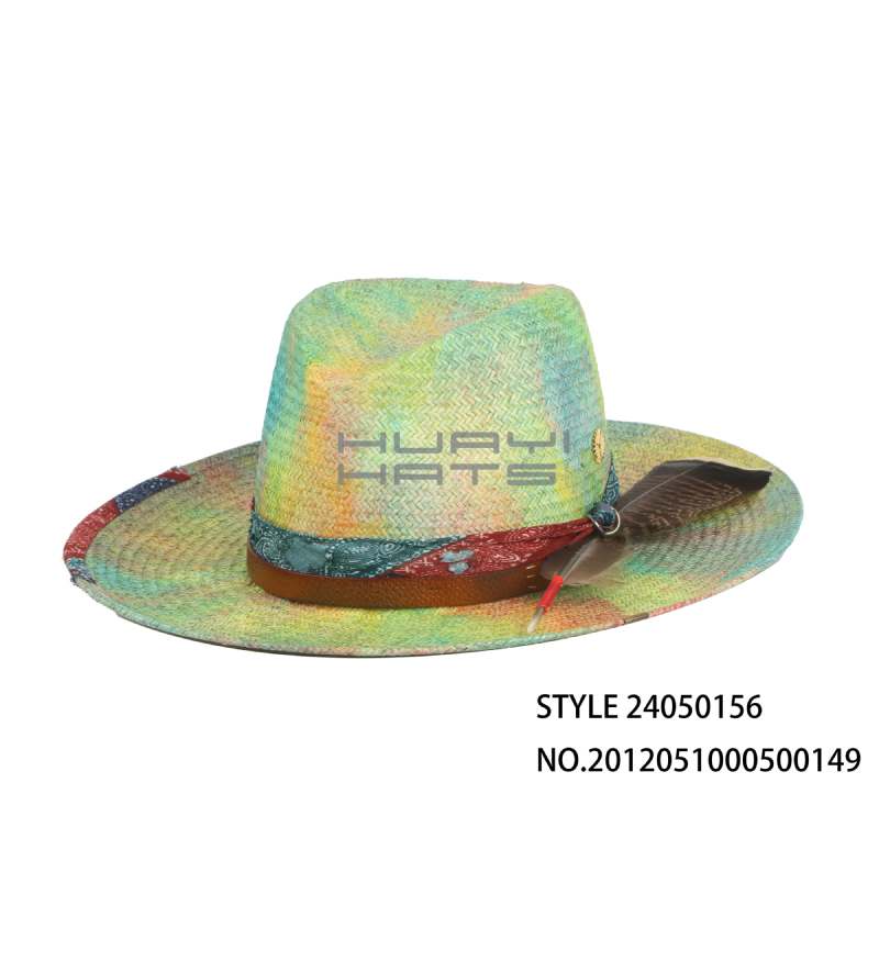 Men Vintage Straw Fedora With Upturned Brim