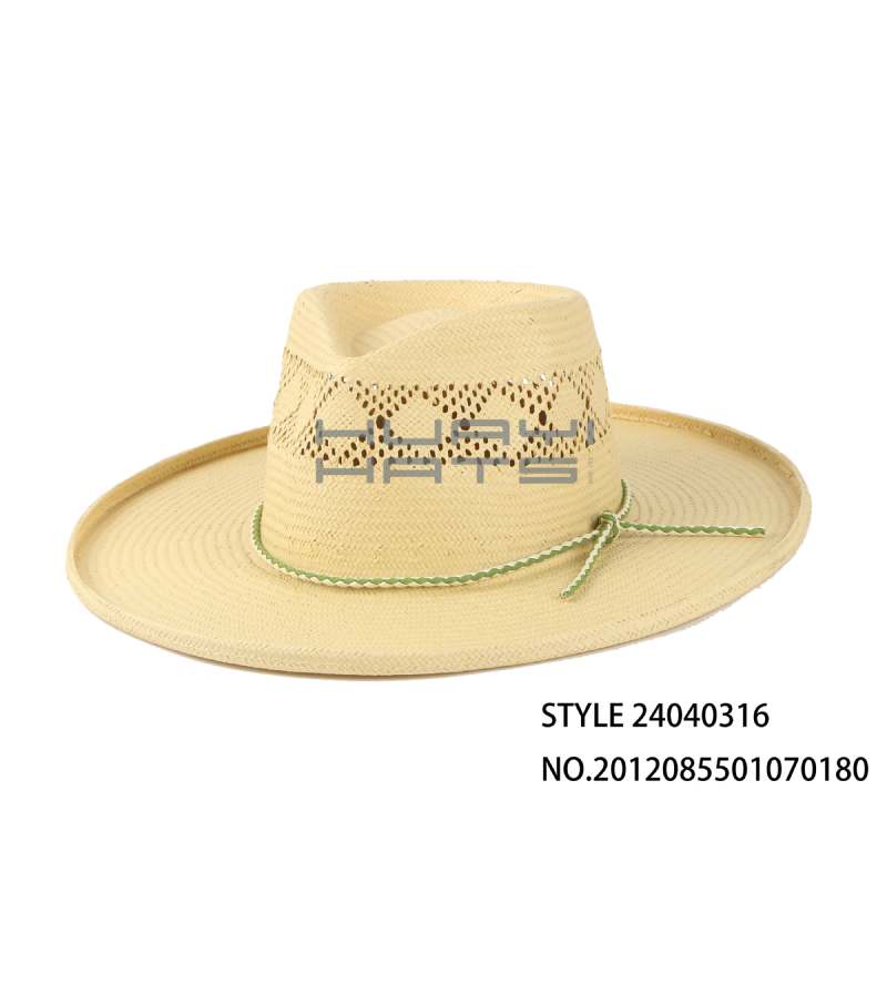 Men Fashion Pencil Brim Straw Fedora Hat