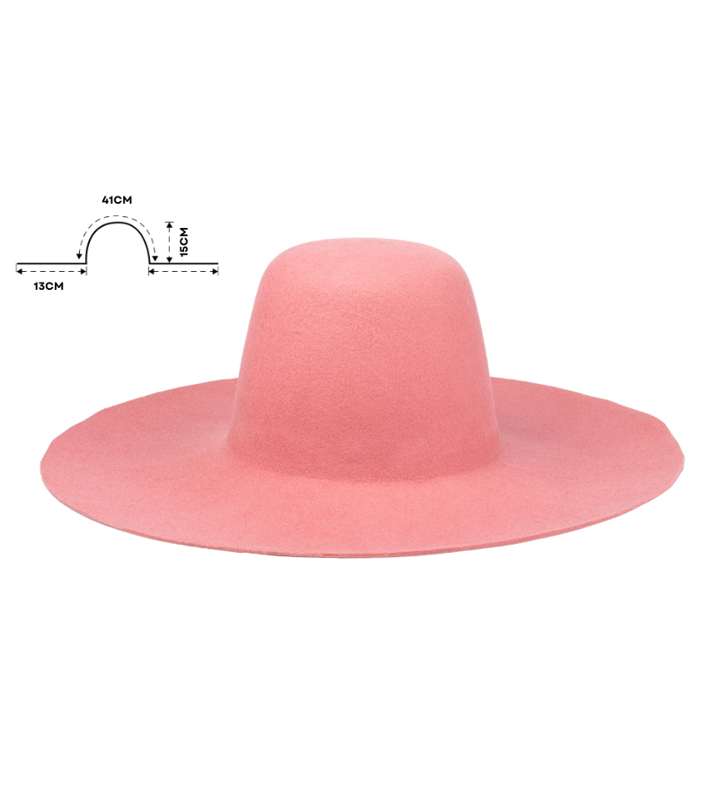 Pink Wide Brim Felt Hat Bodies 