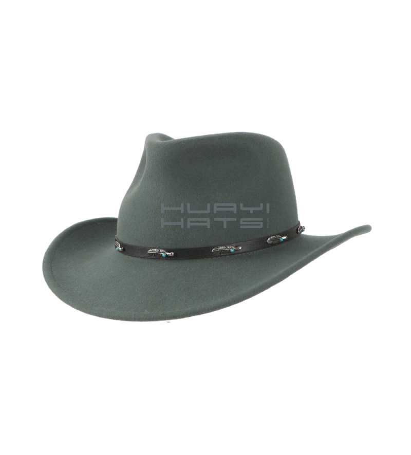 Fashion Dark Green Wide Brim Western Hat