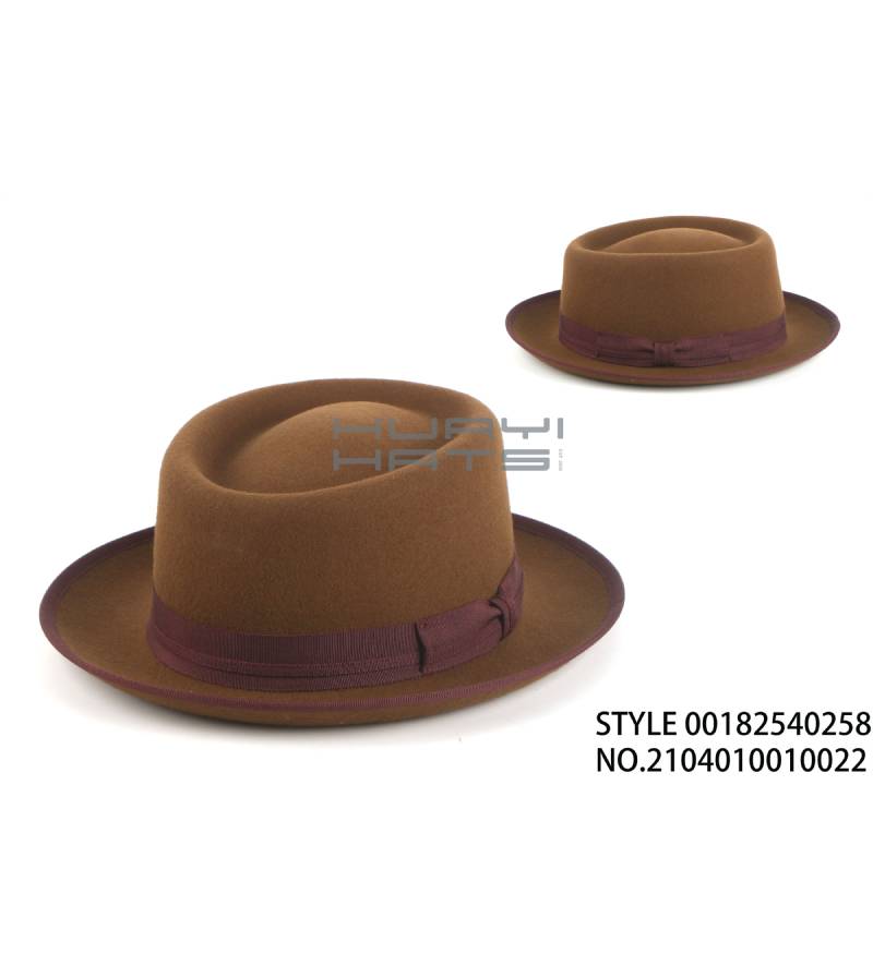 Fashion Rolled Brim Wool Pork Pie Hat