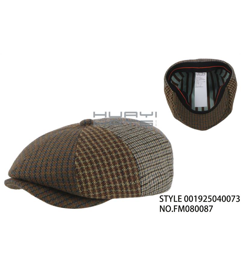 Multicolor Check Newsboy Cap