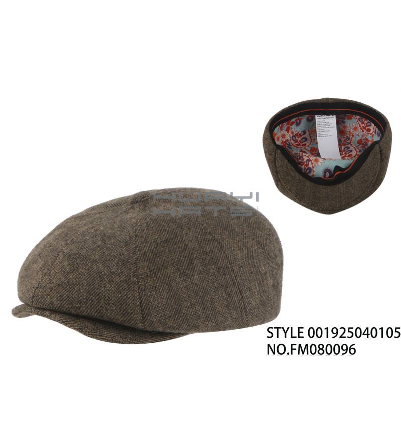 Vintage Brown Herringbone Newsboy Cap
