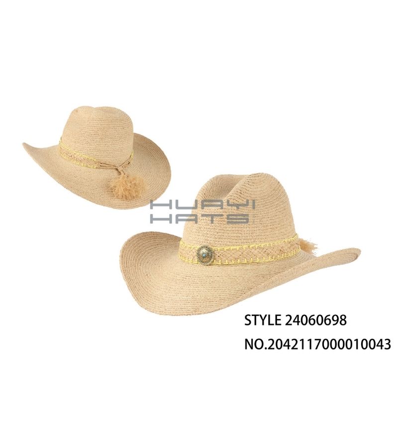 Western Raffia Cowboy Hat