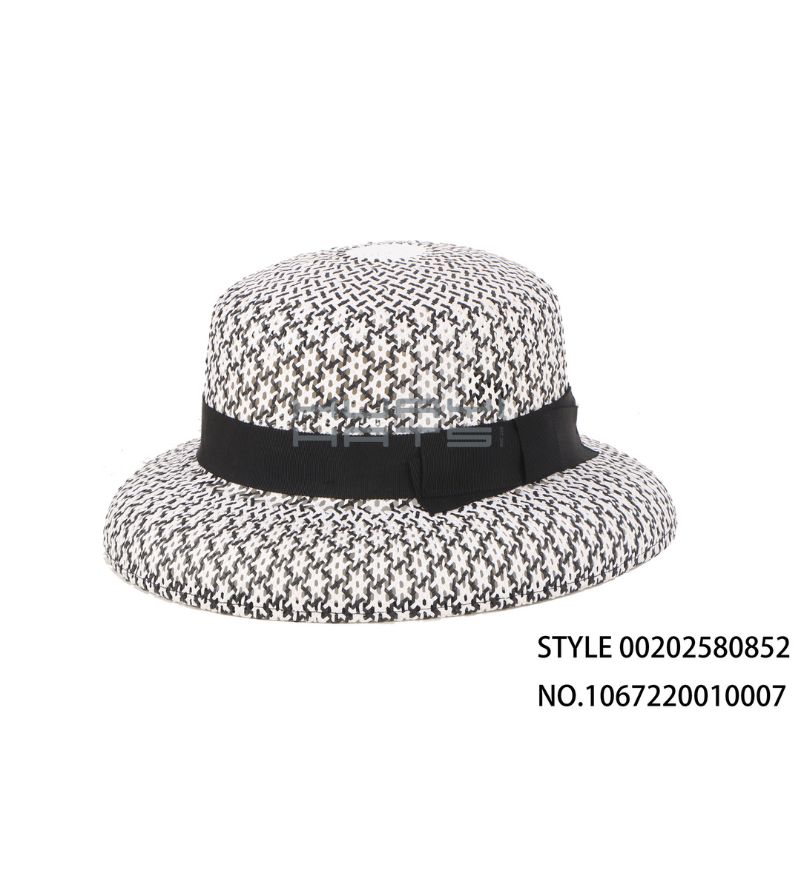 Vintage Houndstooth Wide-Brim Hat