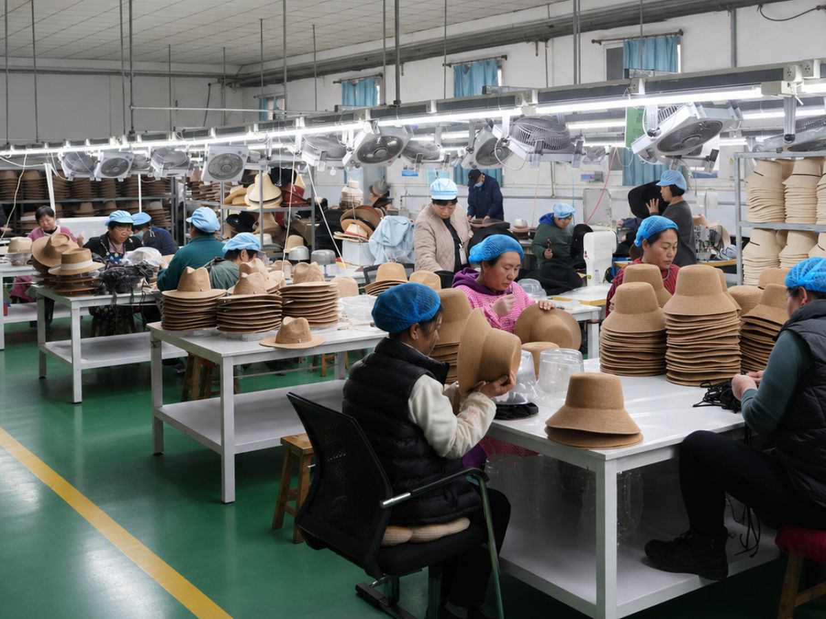 Final inspection of hat appearance and workmanship